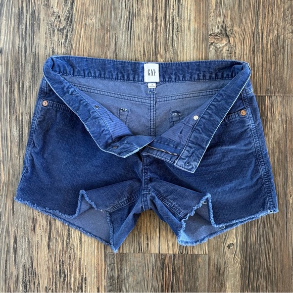 GAP Corduroy Shorts Women’s 4 Ocean Blue Frayed Hem Mid Rise Stretch 3.5” Inseam - Picture 8 of 12